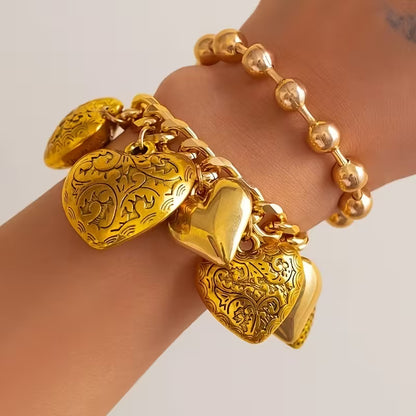 2pc Abundant Heart Bangle Bracelet