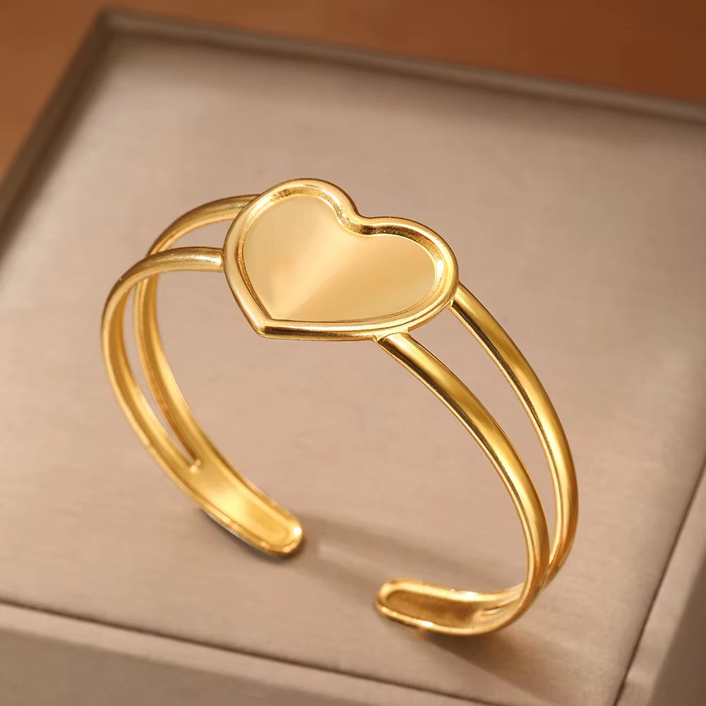 Filled Heart Cuff Bracelet