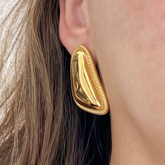 Curved Triangle Stud Earrings