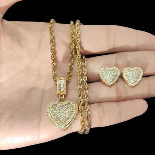 2pc Diamond Heart Jewelry Set