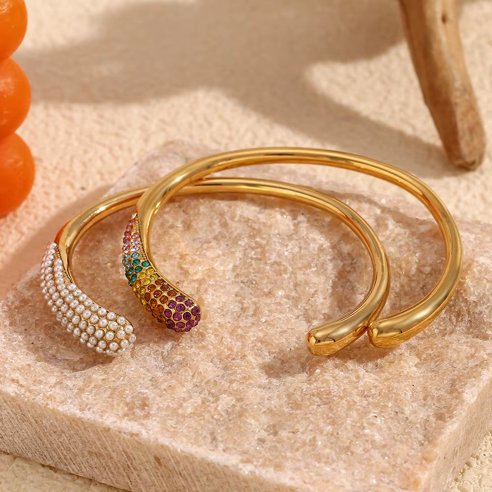 2pc Rainbow Pearl Cuff Bracelet