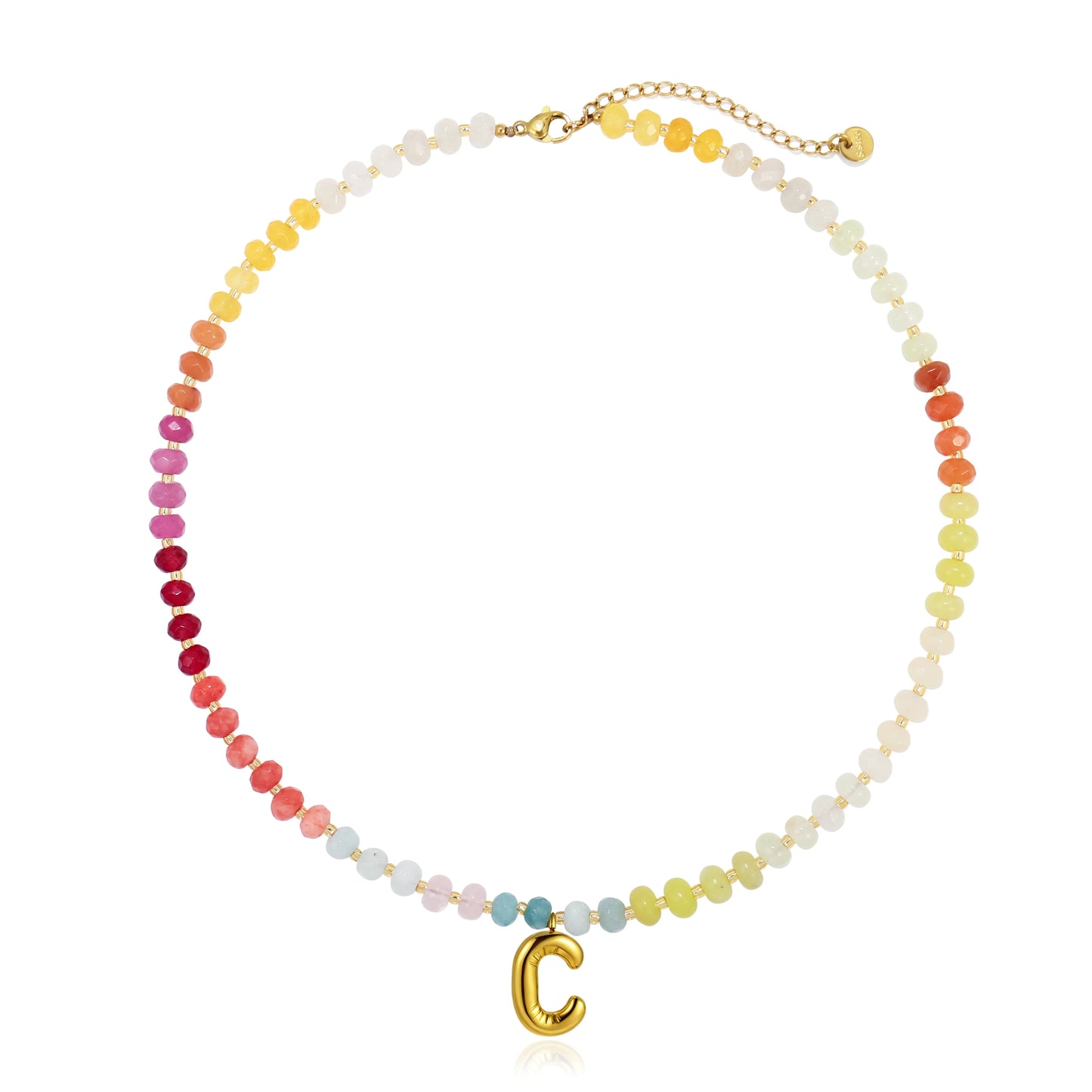 A-Z Bubble Initial Rainbow Necklace