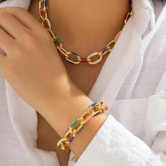 Paperclip Rainbow Chain Jewelry Set
