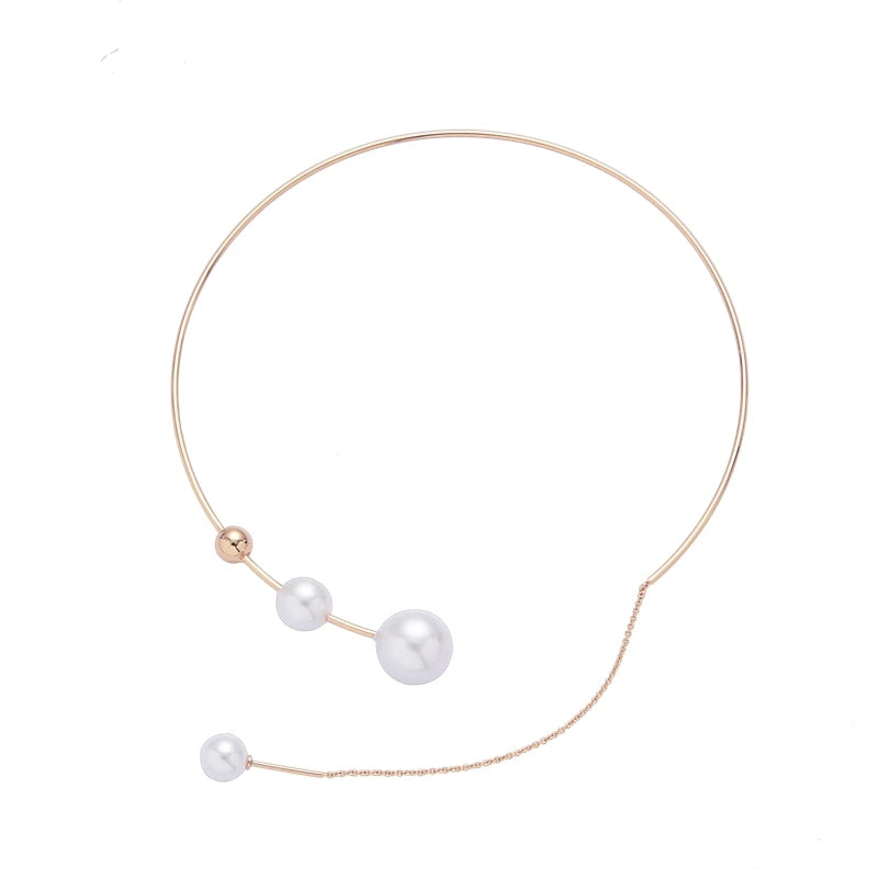 Clavicle Pearl Choker Necklace