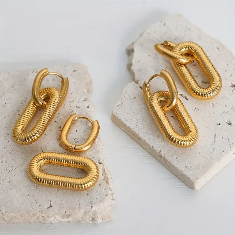 Oval Link Dangle Earrings