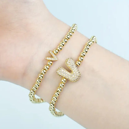 A-Z Bubble Initial Beaded Bracelet Set