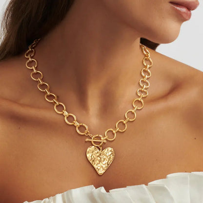 Textured Heart Toggle Necklace