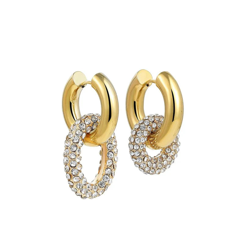Dual Diamond Huggie Hoop Earrings