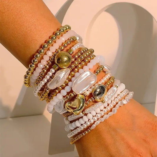 15pc Pearl Statement Bracelet Set