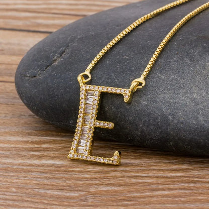 A-Z Curved Diamond Initial Necklace