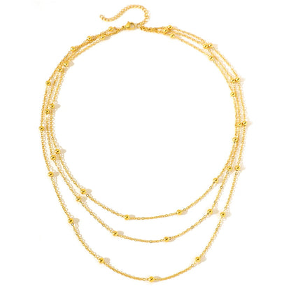 Layered Gold Bead Chain Necklace