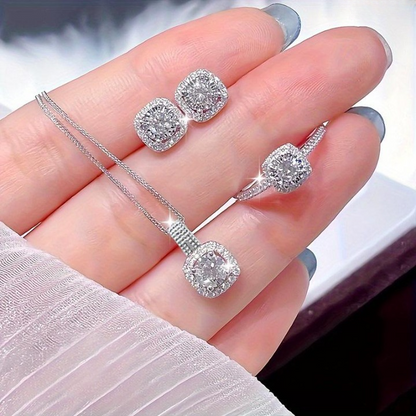 Bridal Halo Jewelry Set