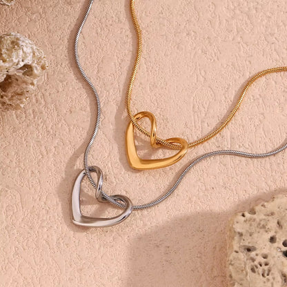 2pc Thin Heart Snake Chain Necklace