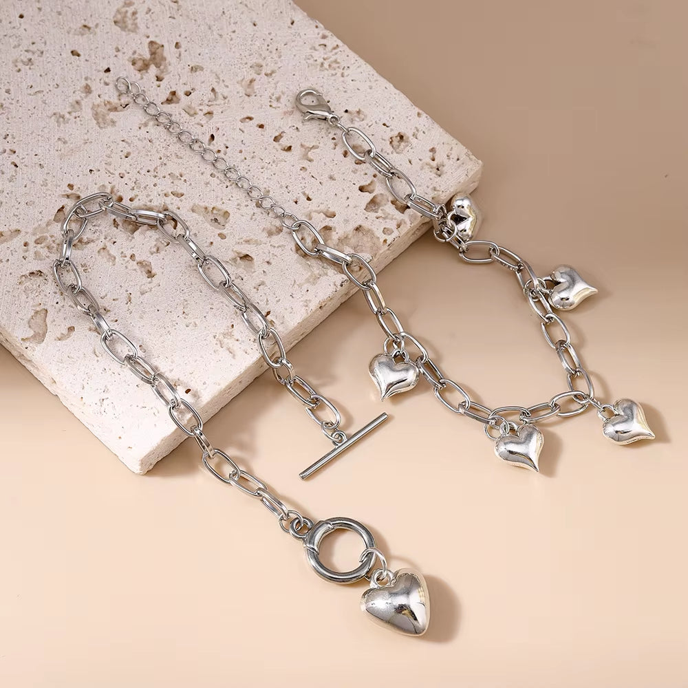 2pc Infinite Heart Toggle Necklace