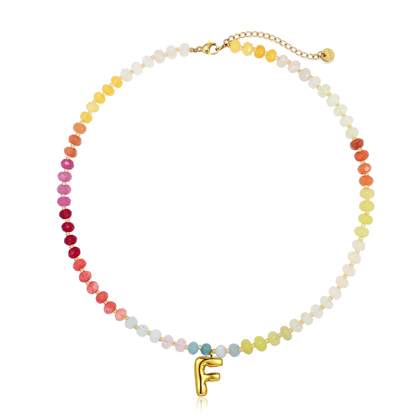 A-Z Bubble Initial Rainbow Necklace