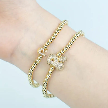 A-Z Bubble Initial Beaded Bracelet Set