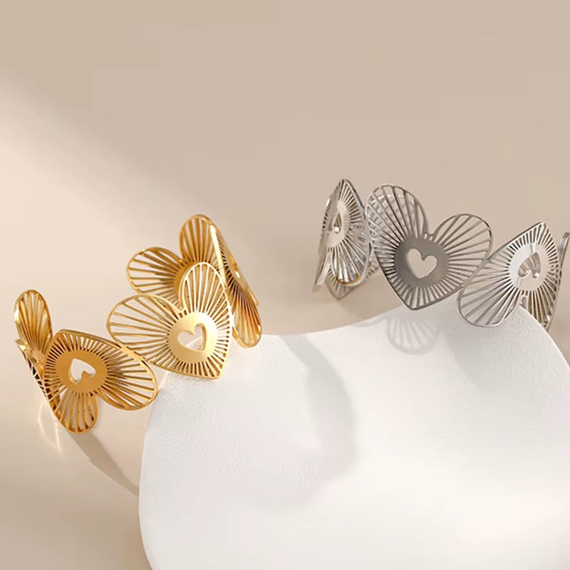 Hollow Heart Cuff Bracelet
