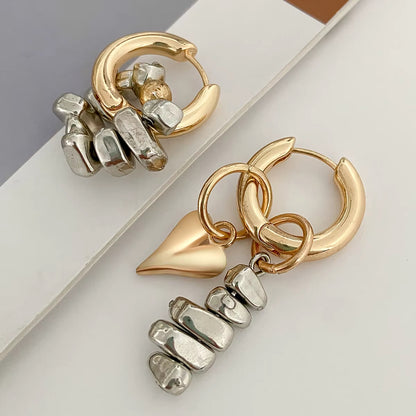 Irregular Mixed Bead Heart Earrings