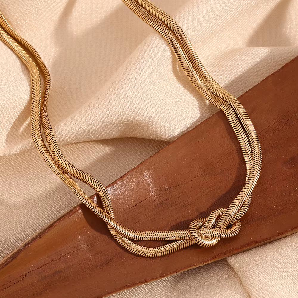 Dual Knot Snake Chain Necklace