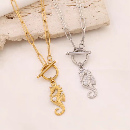 Pearl Seahorse Toggle Necklace