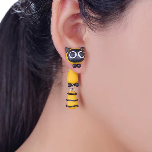 Yellow Raccoon Earrings