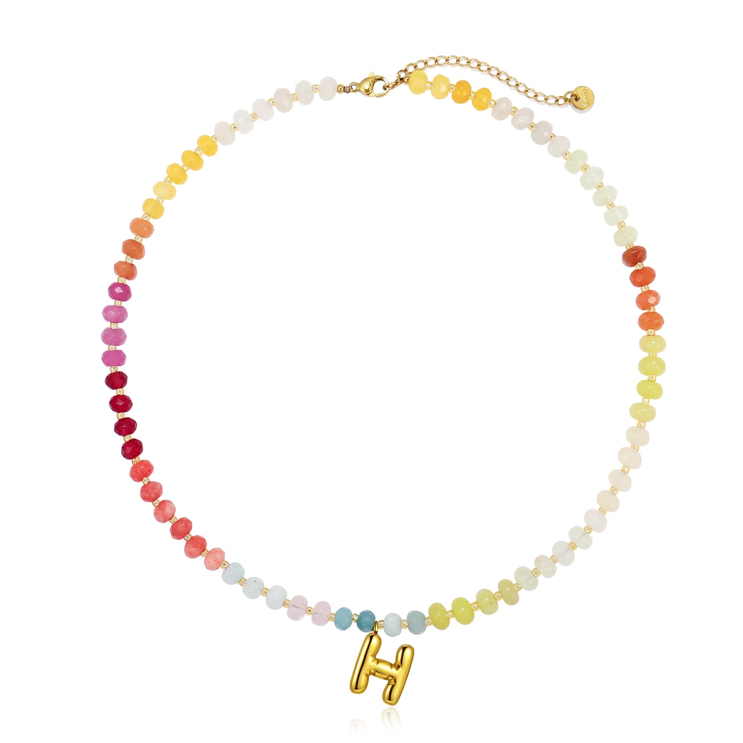 A-Z Bubble Initial Rainbow Necklace