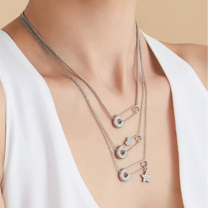 3pc Tiny Safety Pin Necklace
