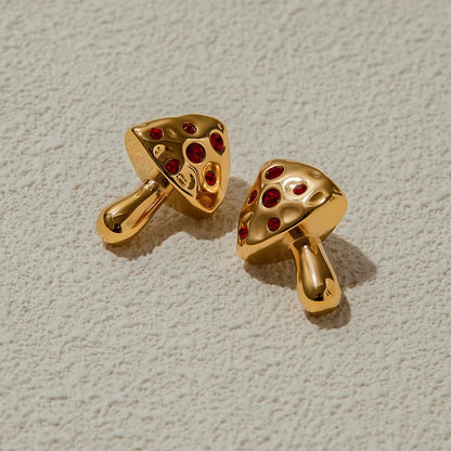 Ruby Mushroom Stud Earrings