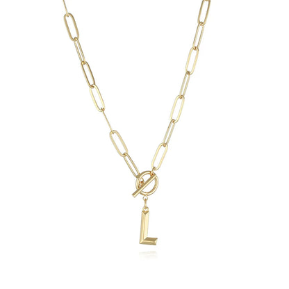 A-Z Initial Toggle Paperclip Necklace