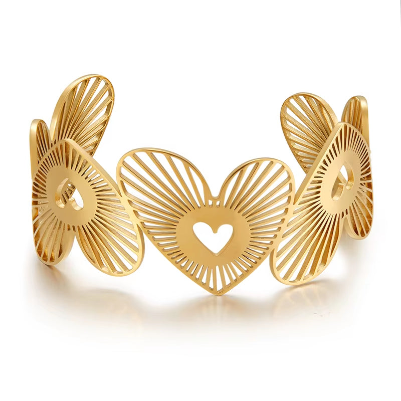 Hollow Heart Cuff Bracelet