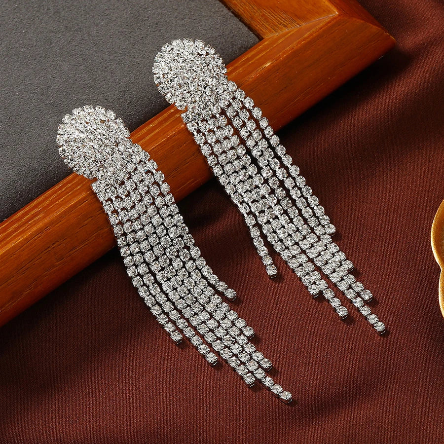 Long Tassel Water Drop Earrings Set