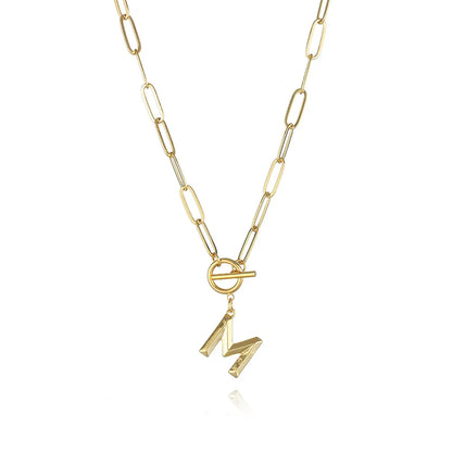 A-Z Initial Toggle Paperclip Necklace