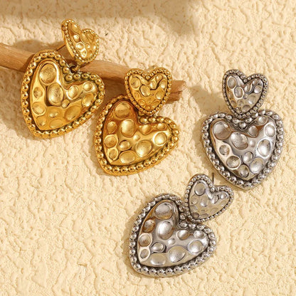 Textured Heart Beaded Earrings