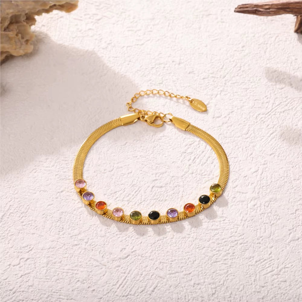 18K Jewel Tone Herringbone Set