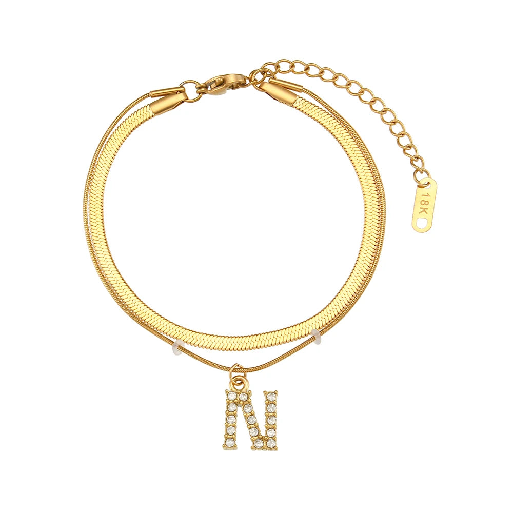 A-Z Herringbone Initial Necklace