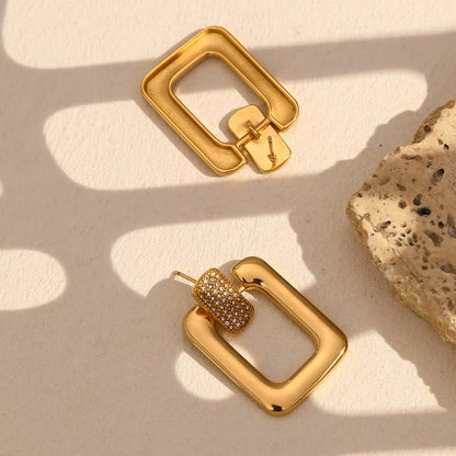 Diamond Rectangle Stud Earrings