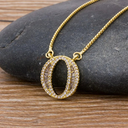 A-Z Curved Diamond Initial Necklace