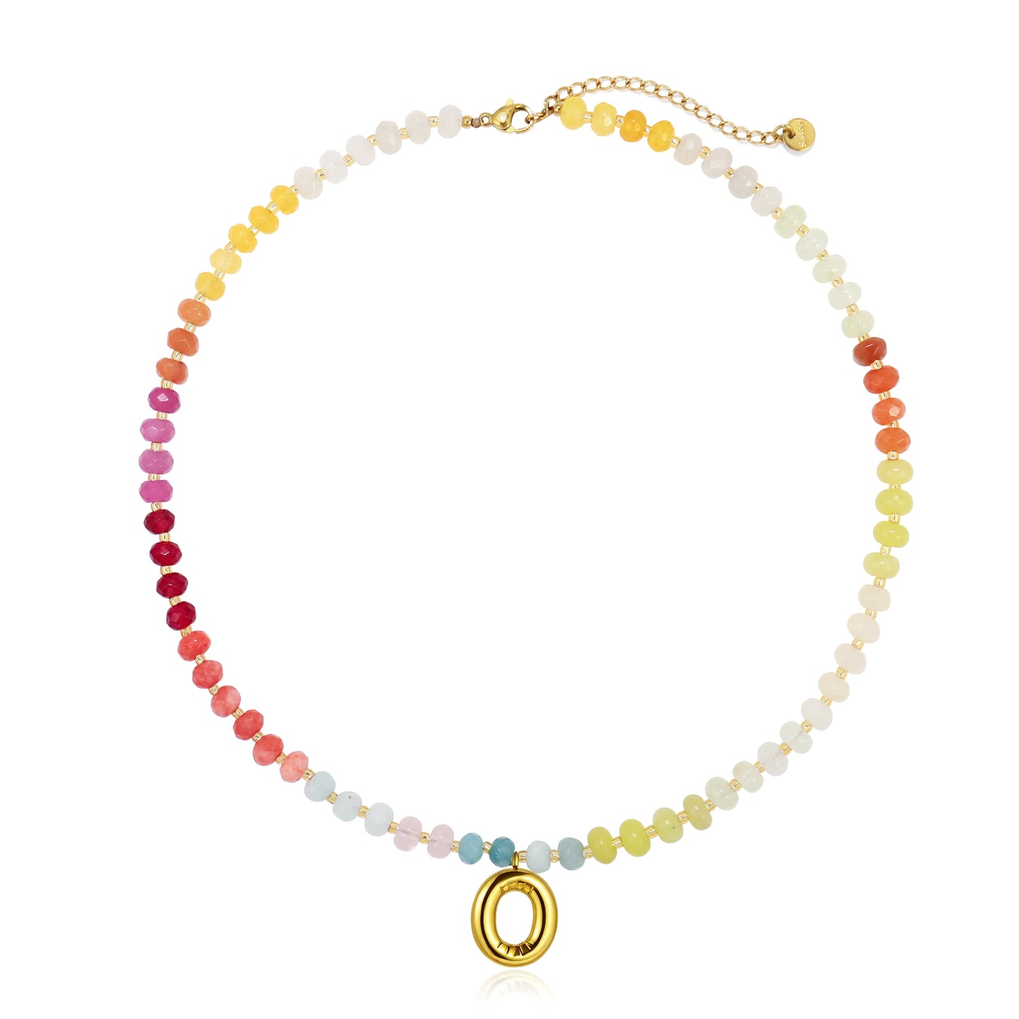 A-Z Bubble Initial Rainbow Necklace