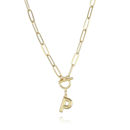 A-Z Initial Toggle Paperclip Necklace