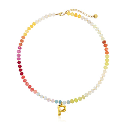 A-Z Bubble Initial Rainbow Necklace