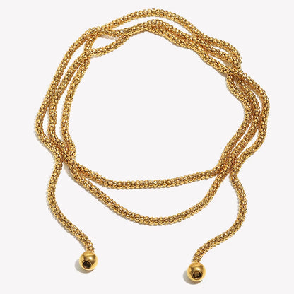 Double Chain Ball Lariat Necklace