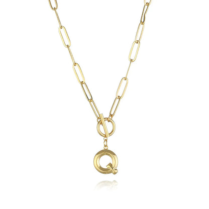 A-Z Initial Toggle Paperclip Necklace