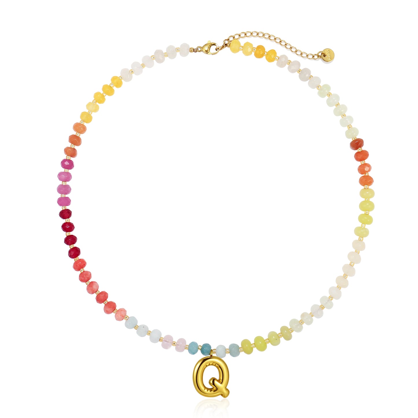 A-Z Bubble Initial Rainbow Necklace