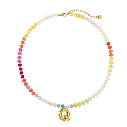 A-Z Bubble Initial Rainbow Necklace