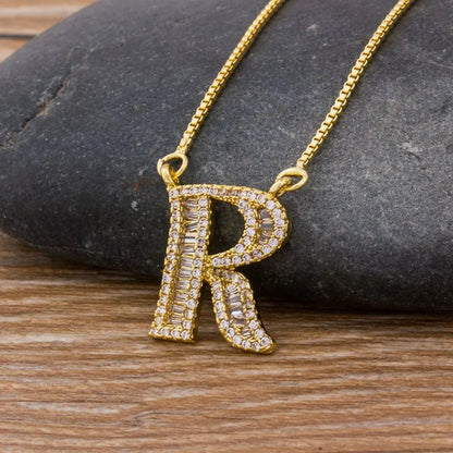 A-Z Curved Diamond Initial Necklace