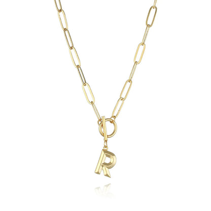 A-Z Initial Toggle Paperclip Necklace