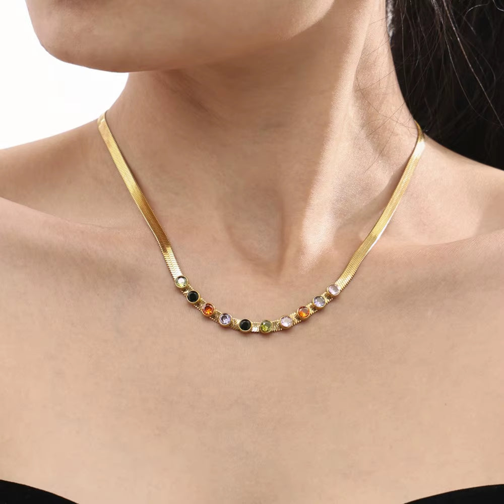 18K Jewel Tone Herringbone Set