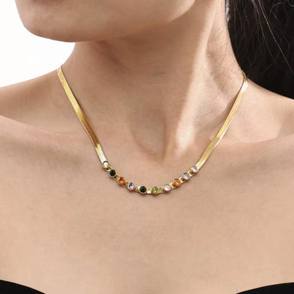 18K Jewel Tone Herringbone Set