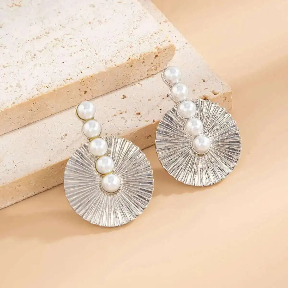 Pearl Fan Stud Earrings