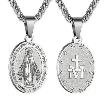 Elegant Religious Medal Pendant Necklace